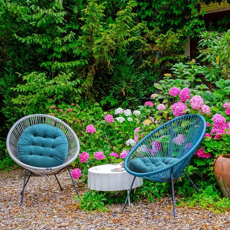 Round Grey Floor Cushion – Large Tufted Corduroy Seating Pillow